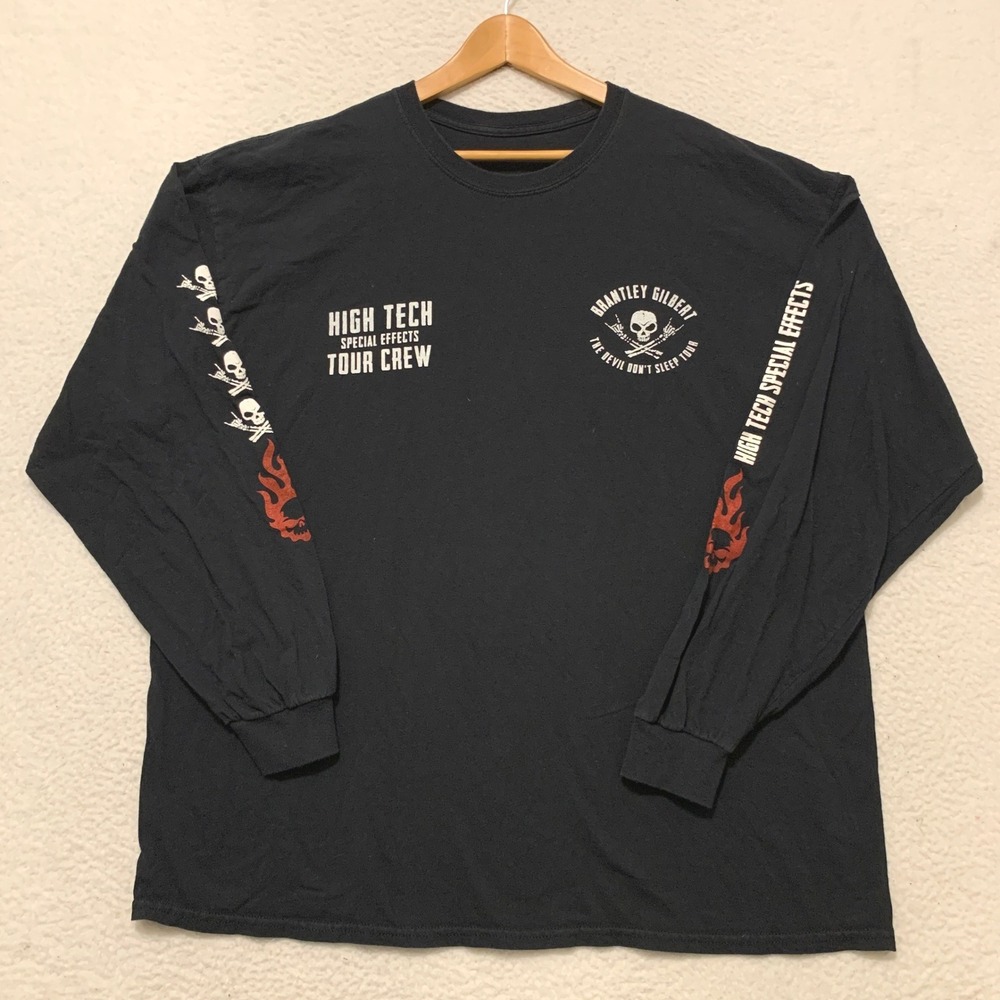 Brantley Gilbert Tour Crew Shirt Mens XL Pyro Crew Long Sleeve Pullover Black